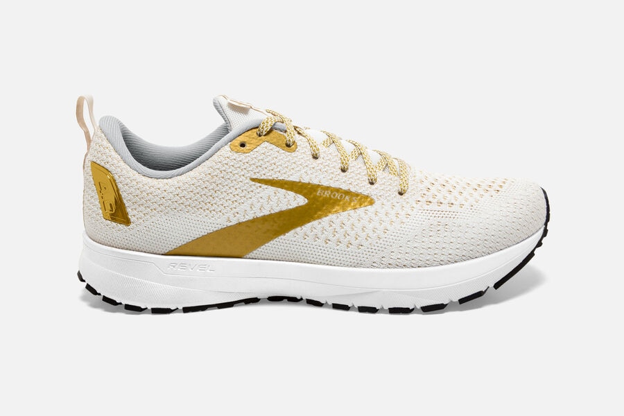 Brooks Revel 4 Womens Australia - Road Running Shoes - White/Gold (102-FPGYO)